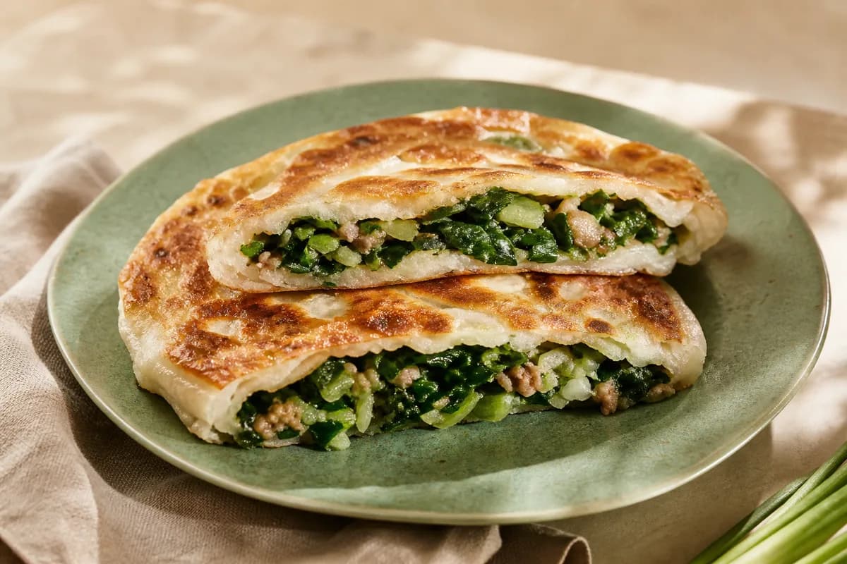 Yubenpu Sanxing Scallion Cake · 玉本舖三星蔥餅 — Sanxing scallion cake — eetillustratie